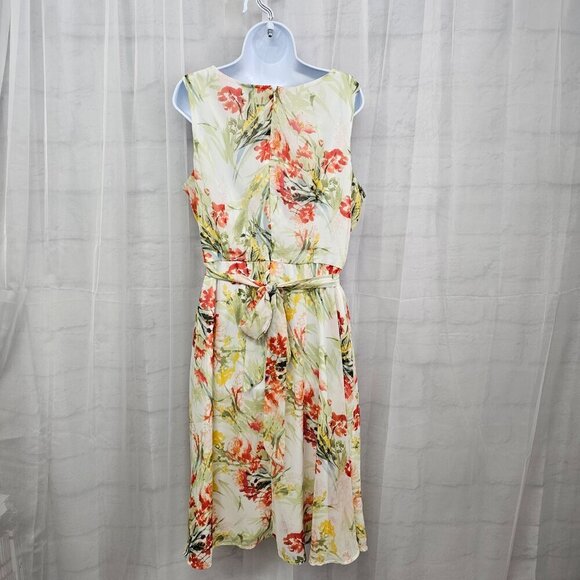 NY Collection Yellow Coral Floral Sleeveless Midi Dress Romantic Ethereal 1X - Picture 6 of 14